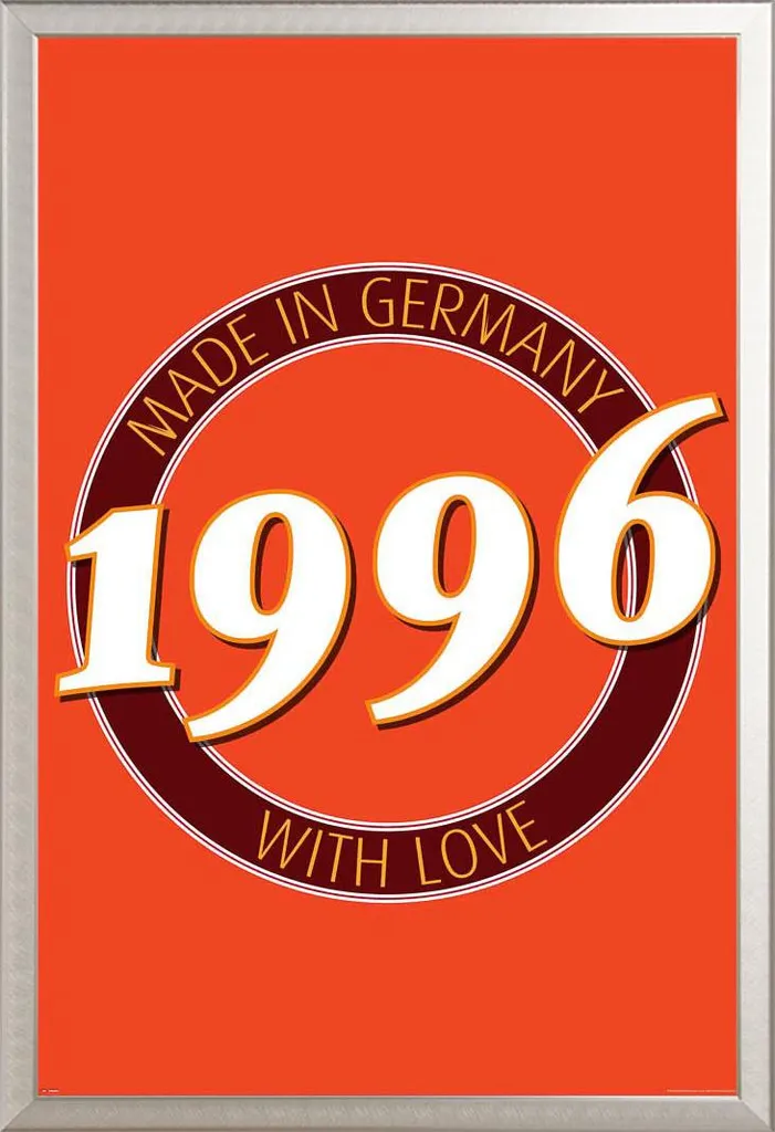 Poster di compleanno - Poster - 1996 - Germany + cornice rimovibile, Shinsuke® Maxi alluminio argento, vetro acrilico