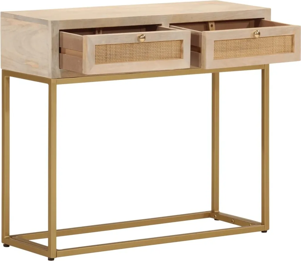 vidaXL Tavolo consolle 90x30x76 cm in legno massiccio di mango e ferro