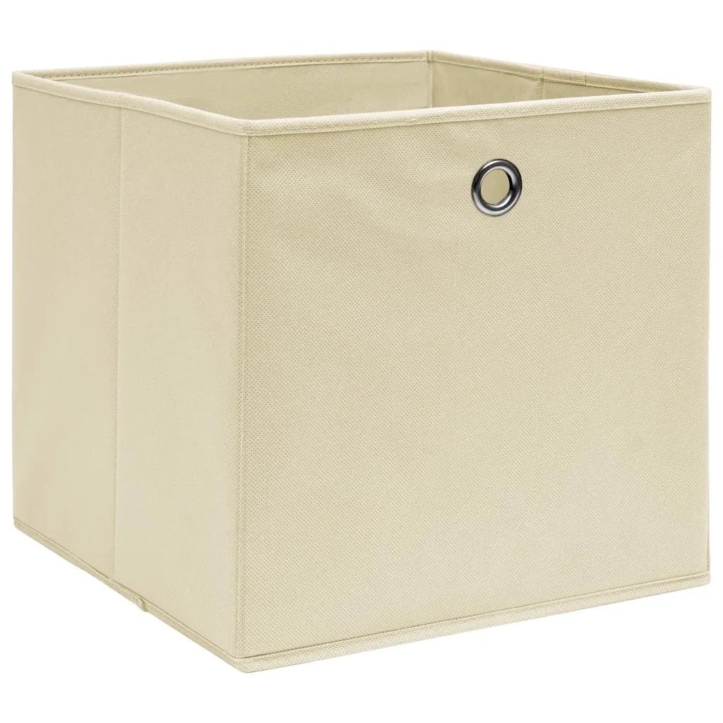 vidaXL Scatole portaoggetti 4 pz. Tessuto crema 32x32x32 cm
