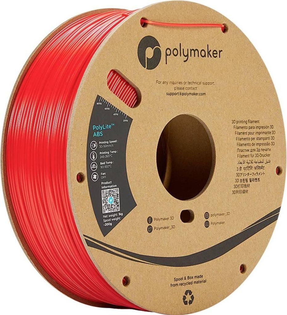 Polymaker PE01014 PolyLite Filament ABS geruchsarm 2.85 mm 1000 g Rot 1 St. (PE01014)