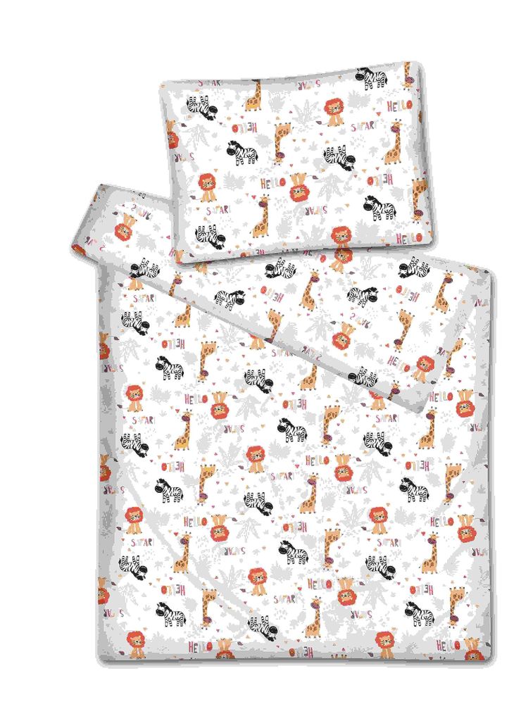 KiGATEX Kinderbettwäsche 100x135 "Dschungel"" – 2-teilig mit Reißverschluss – 100?% Baumwolle – Decke + Kissen – weich & atmungsaktiv –...