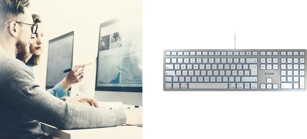Clavier KC 6000 Slim pour Mac - Clavier filaire chiclet argent et blanc - 6