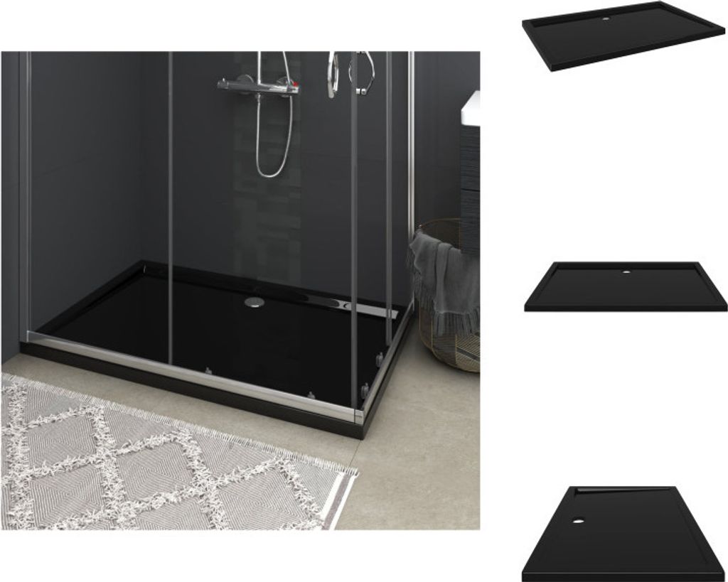 vidaXL Duschtasse ABS Rechteckig Schwarz 80x120 cm - Duschwannen