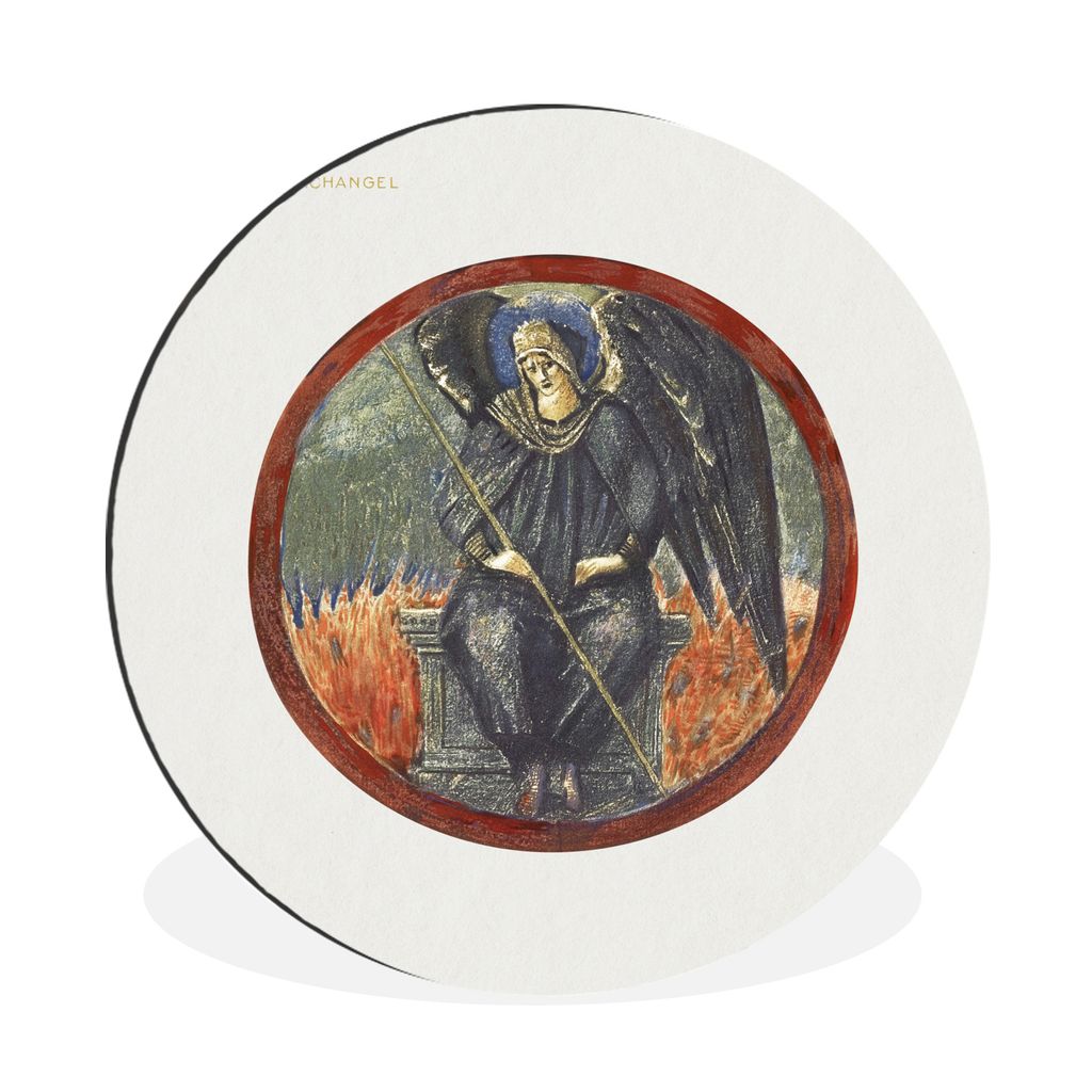 MuchoWow Aluminium Wandkreis Illustration - Buch - Feuer - Engel Ø 30 cm Wanddeko Modern Wohnzimmer - Wand Bild - Wohnzimmer - Runde Bilder - Al...