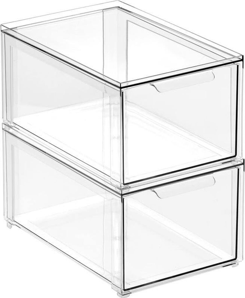 Schubladenbox Stapelbox Organizer für Küchen mDesign 2er Set durchsichtig