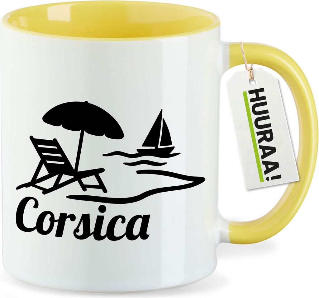 Huuraa Kaffeetasse Corsica Frankreich 330ml Gelb Keramik Kaffeebecher Geschenkidee
