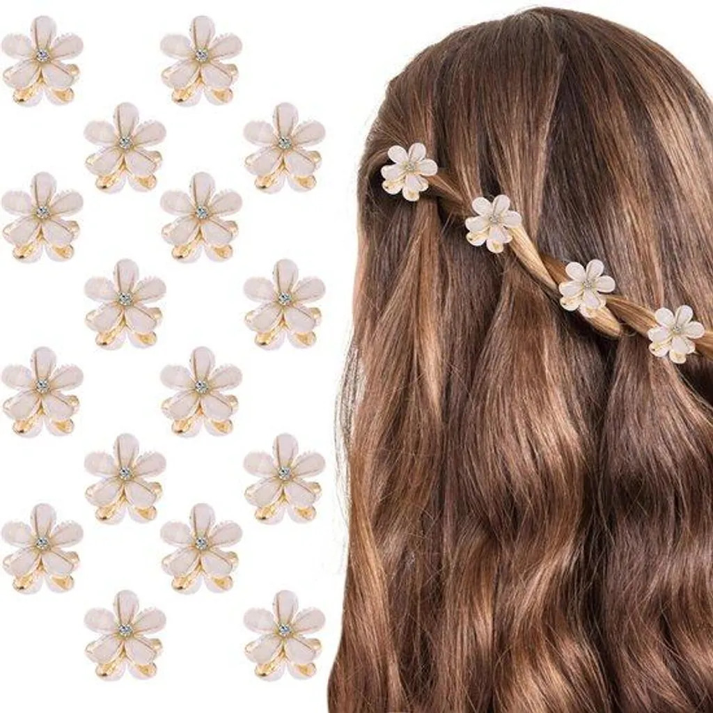 Barrettes à fleurs pour mariage et cérémonie - Mini pince diamant beige