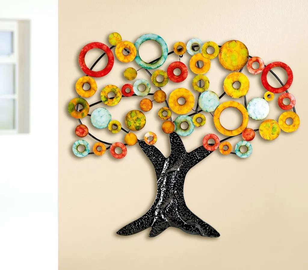 Comment Décorer un Grand Mur Blanc ? Arbre Mural Métal Gilde Multicolore