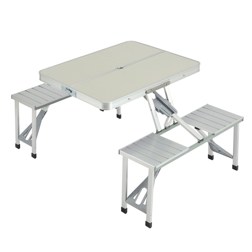 Klapptisch Koffertisch Wetterfest Campingtisch Campingmöbel Set mit Bänken Sitzgruppe Gartentisch Falttisch