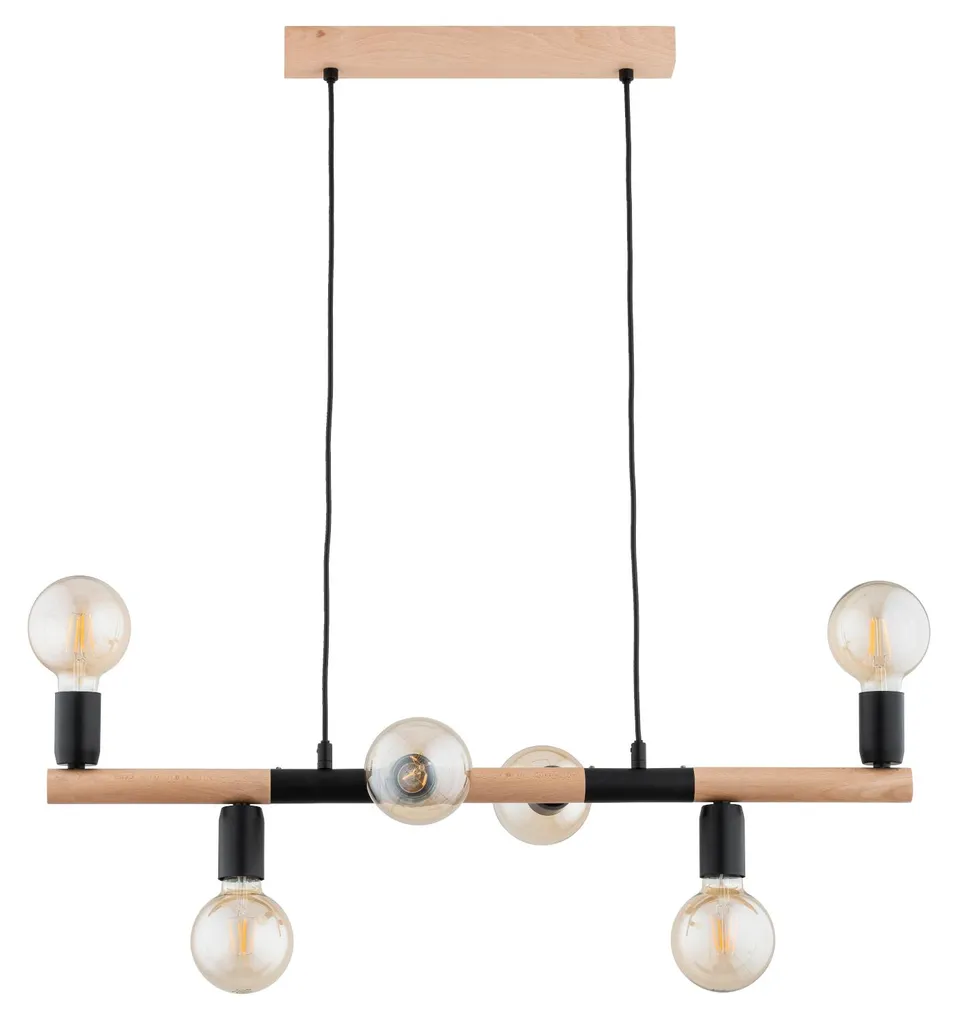 Luminaire suspension pour table à manger bois et noir LIDO 80cm