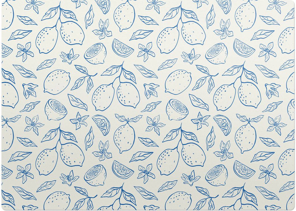 Zitronen-Retro-Muster – Bodenschutzmatte – Stuhlunterlage 140x100 cm – Rutschfest – Hartbodenmatte
