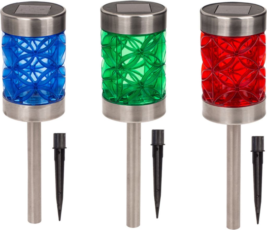 3er Set LED Garten Solar Lampen Mystic Star mit Erdspieß Solarlampen Terrasse Solarleuchten