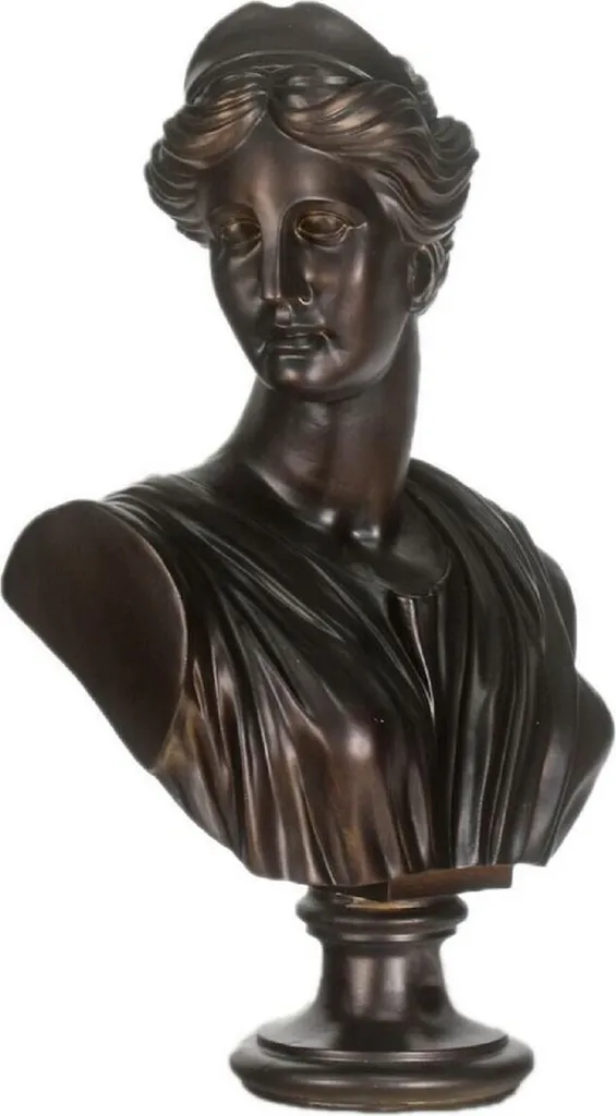 Statue Décorative Buste de Femme Style Baroque Noir 50cm pour Salon