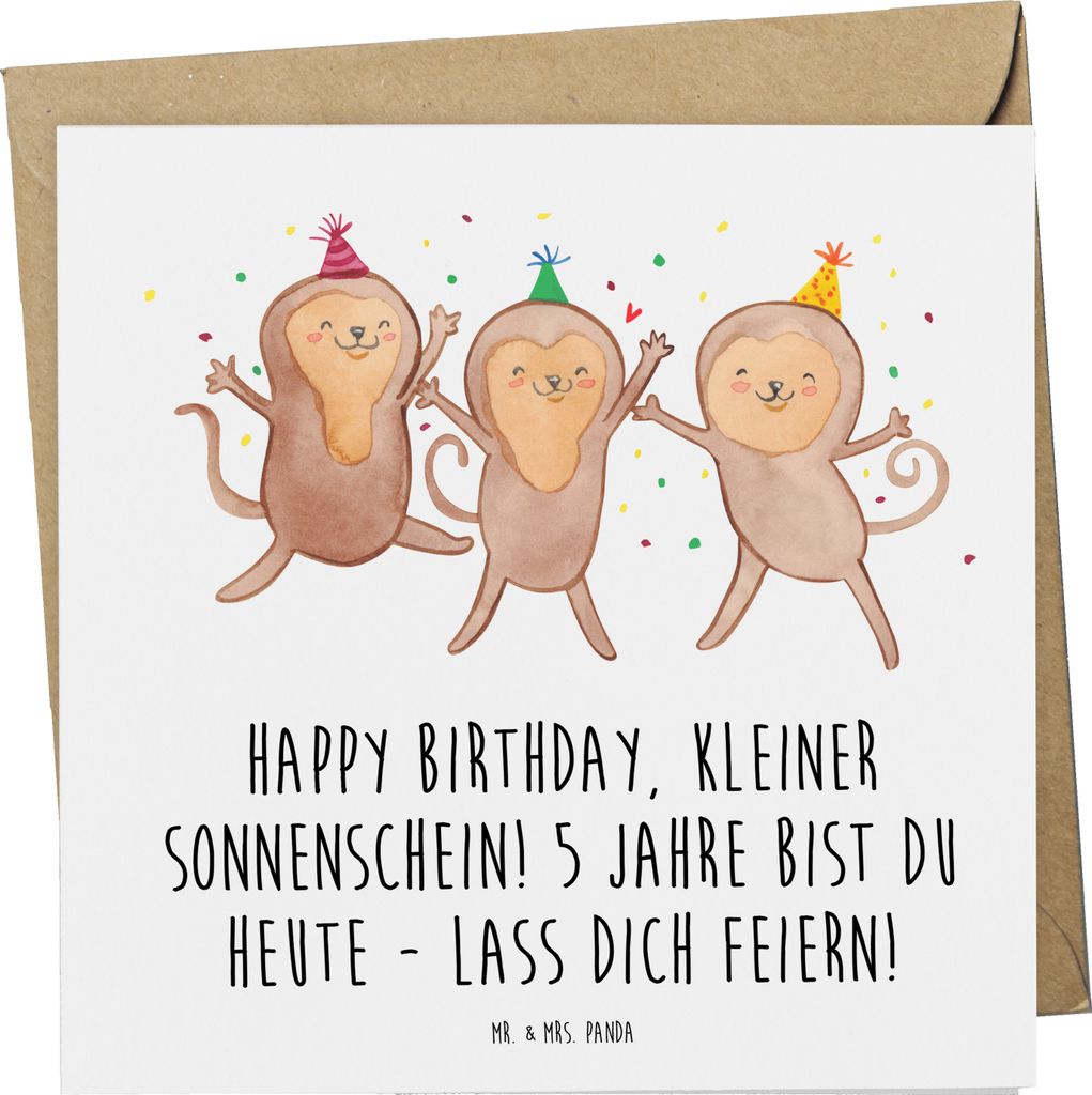 Mr. & Mrs. Panda Glückwunschkarte 5. Geburtstag Sonnenschein - Weiß - Geschenk, Geburtstagsglückwünsche, kleiner, Klappkarte, Geburtstagsparty,...