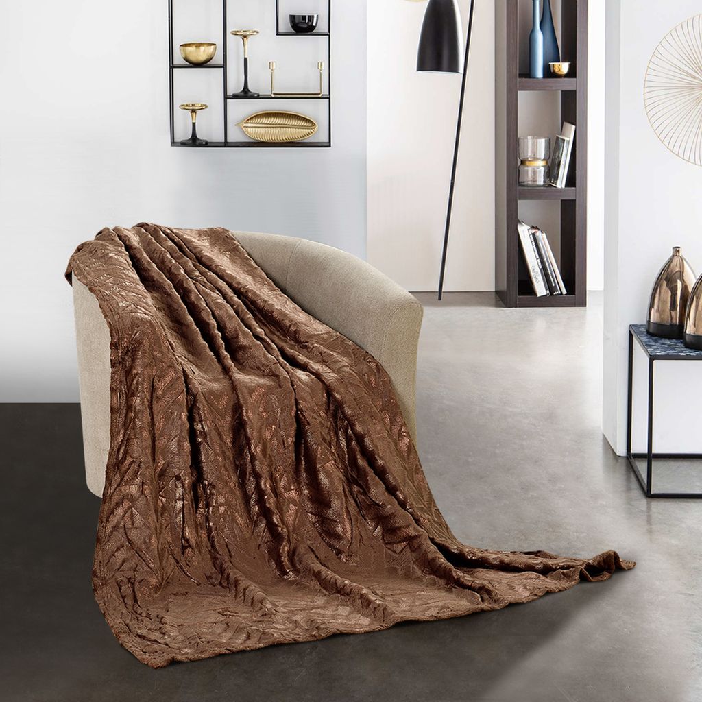 Kuscheldecke Braun Tagesdecke mikrofaser sofadecke kuschelig flauschig Decke für Couch Blanket 130x180 cm