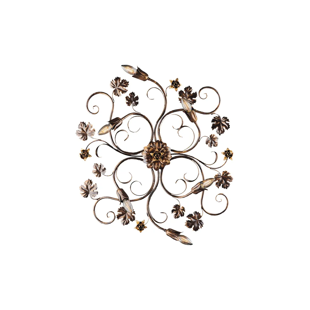 Iris Plafonnier 6 Lumières en Fer Marron Antique d.79x67 BL169-PL6-BR