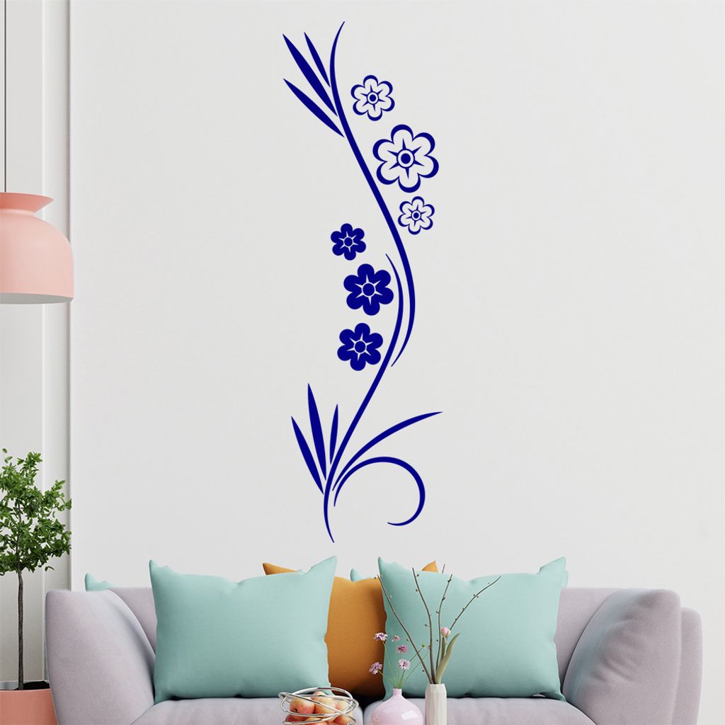 Blumen - Blüten - Gräser Wandtattoo in 6 Größen - Wandaufkleber Wall Sticker - Dekoration, Küche, Wohnzimmer, Schlafzimmer, Badezimmer
