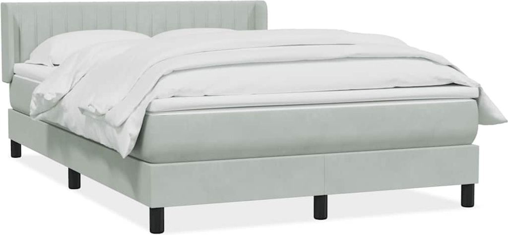 Boxspringbett mit Matratze Hellgrau 160x220 cm Samt