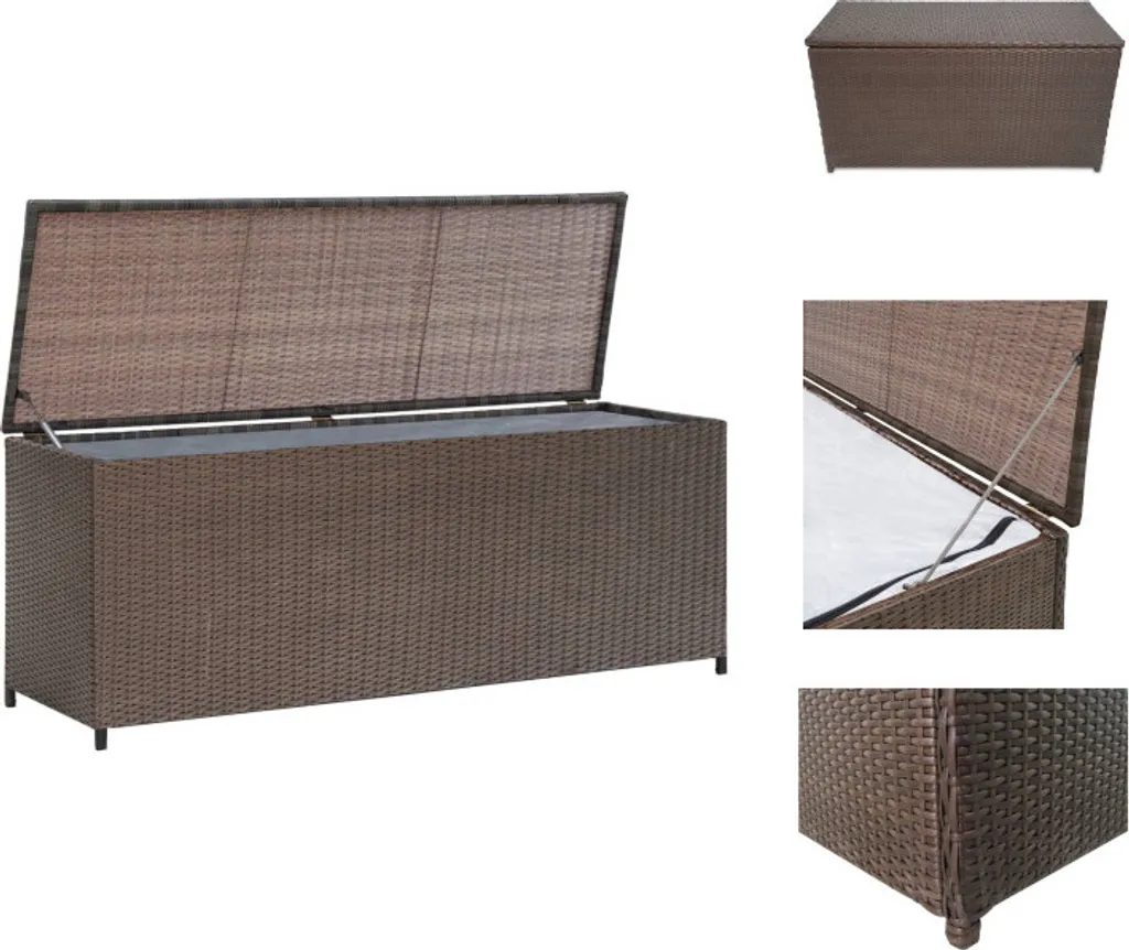 Baule vidaXL in Polyrattan Marrone per Cuscini e Giocattoli 120cm