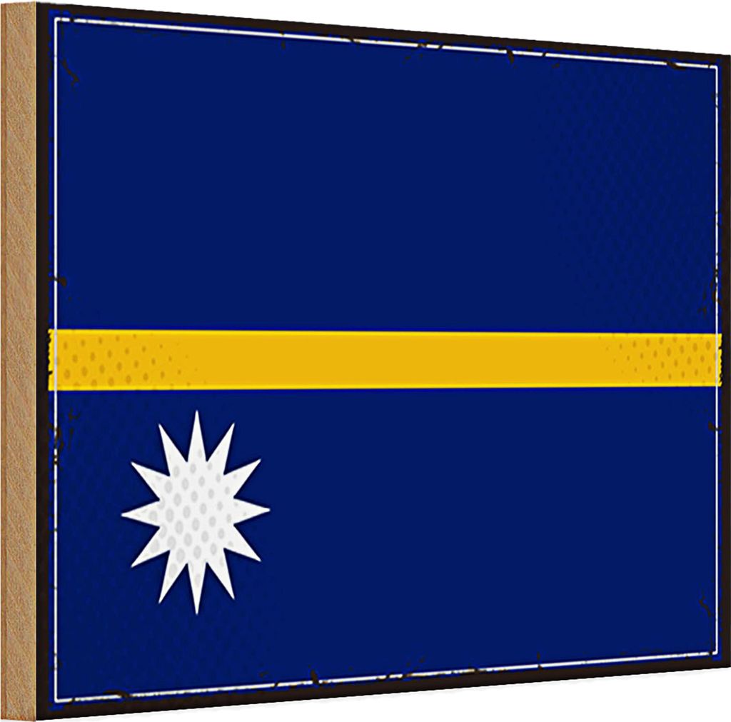 Holzschild Flagge Nauru 30x20cm Retro Flag of Nauru