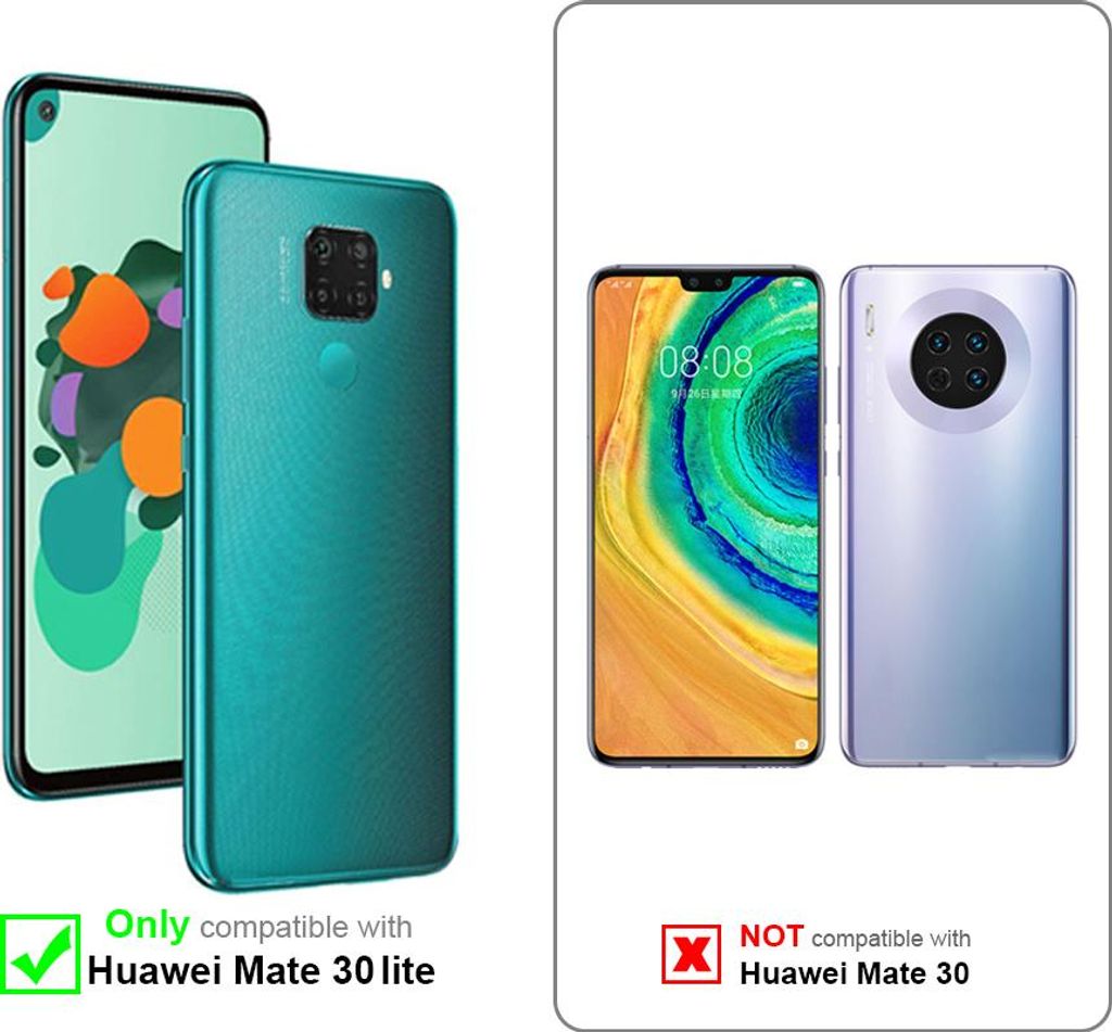 Cadorabo Handykette für Huawei MATE 30 LITE in SCHWARZ - WEIß - Handy Hülle mit Verstellbaren Band Kordel zum Umhängen