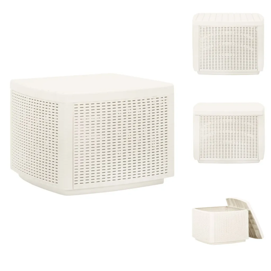 Table Basse de Jardin Carrée en Plastique Blanc 53 cm pour Terrasse
