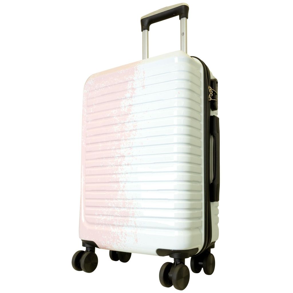 Kleiner Polycarbonat Handgepäck Reisekoffer Sierra 55cm Hartschale Trolley Größe S weiss-pink