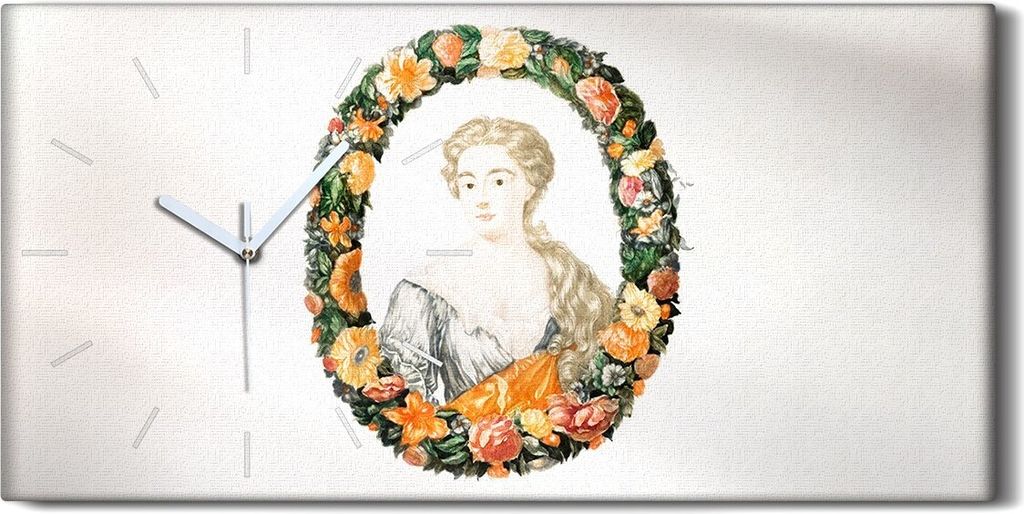 Wandbild Leinwand Bilder mit Uhr 60x30 Zeichnen Blumen Porträt Frauen Kunst - weiße Hände