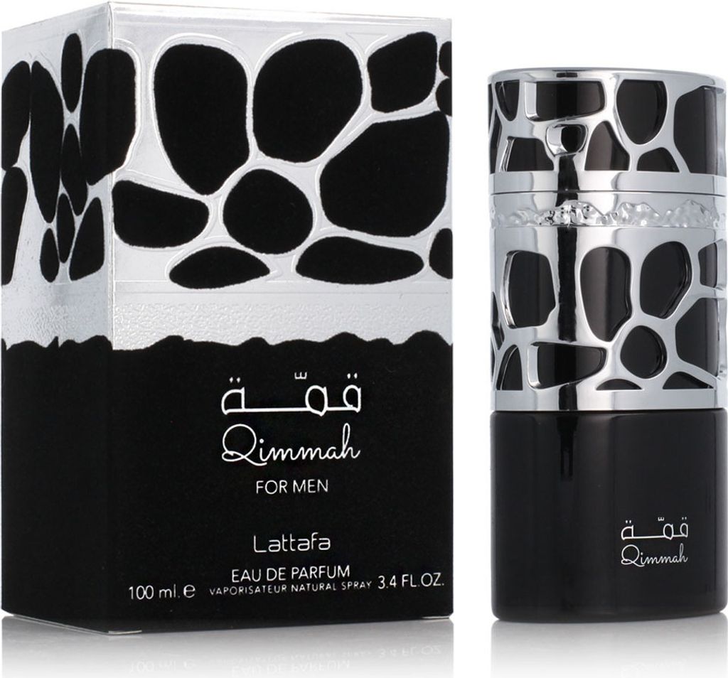 A product shot of a perfume bottle and its box, presented side-by-side on a white background.