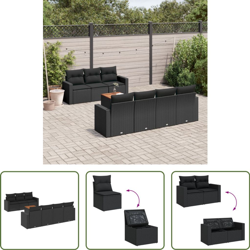 The Living Store 8-tlg. Garten-Sofagarnitur mit Kissen Produktbild 