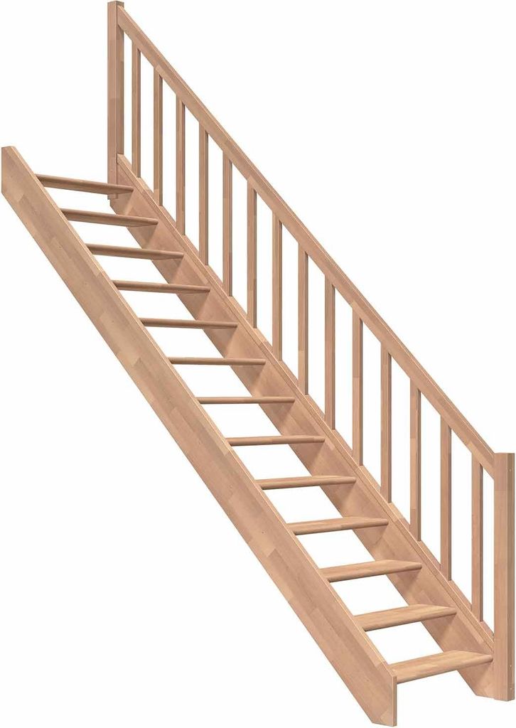 Dolle Raumspartreppe Paris ohne Setzstufen Buche unbehandelt Treppenlauf gerade Rechteckstäbe