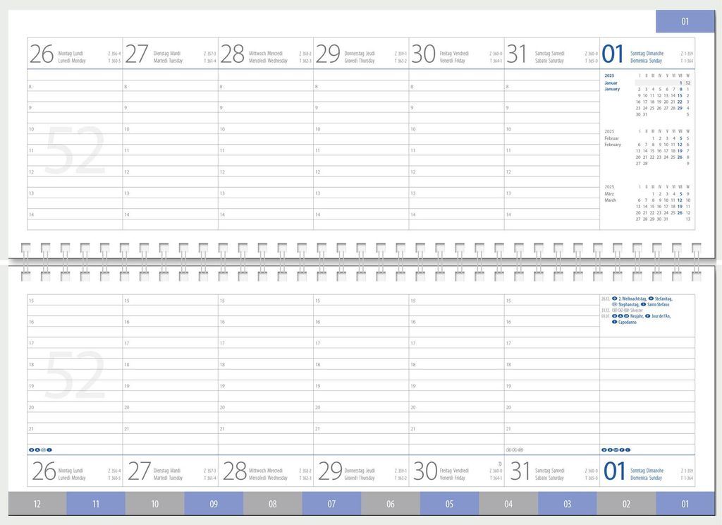 CHRONOPLAN Ersatz Wochenplan 2026 50706Z.26 1W/2S in Spalten A4