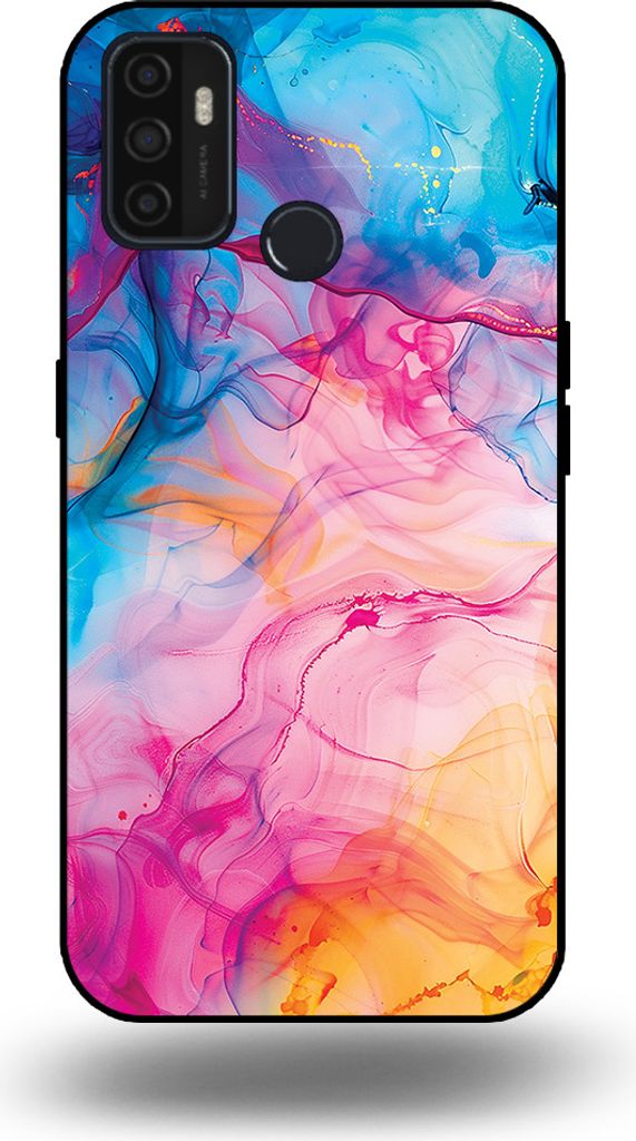 Smartphonica Telefon Fall geeignet für OPPO A32 / A53 / A53s mit Regenbogen Acryl Marmor Print - TPU Backcover Fall Regenbogen Acryl Marmor Design