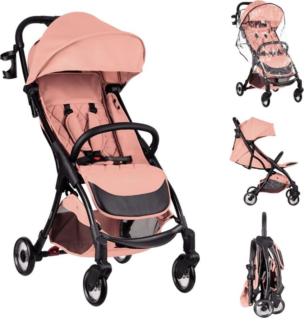 Kikkaboo Kinderwagen Buggy Cloe bis 22 kg Aluminiumrahmen faltbar Getränkehalter rosa pink