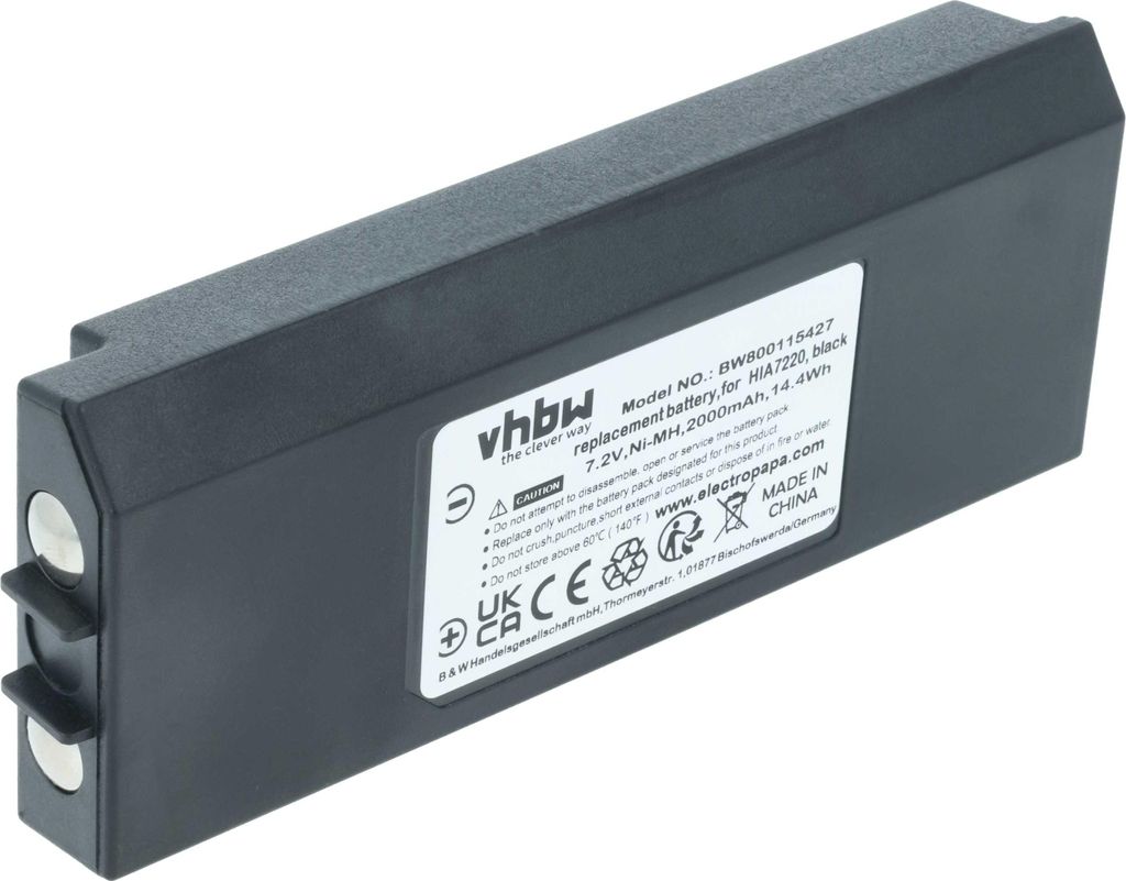 vhbw Akku kompatibel mit Hiab XS Drive H3796692 Industrie-Funkfernsteuerung Fernbedienung (2000 mAh, 7,2 V, NiMH) - Schwarz