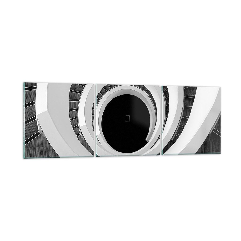 Bilder auf glas - 3 Teile - Stück Modern Treppe - 90x30cm - Glasbilder - Wandbilder - Bilder - zum Aufhängen bereit - Wanddekoration aus Glas - G...