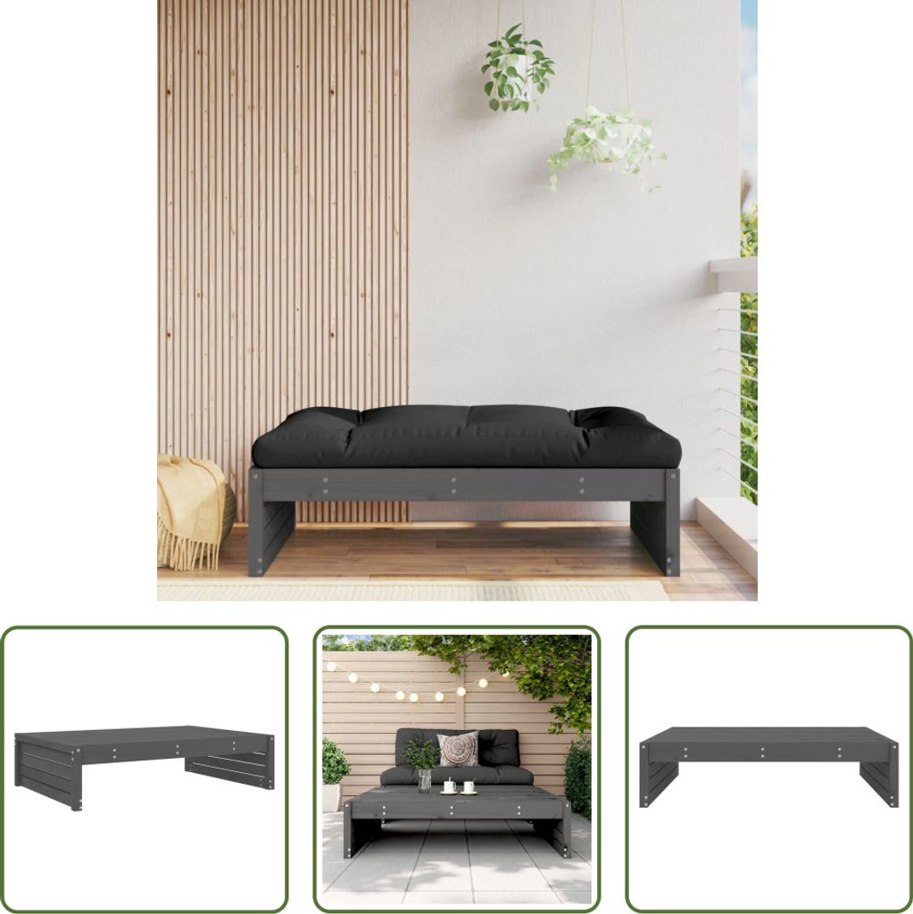The Living Store Gartenhocker Grau 120x80 cm Massivholz Produktbild 