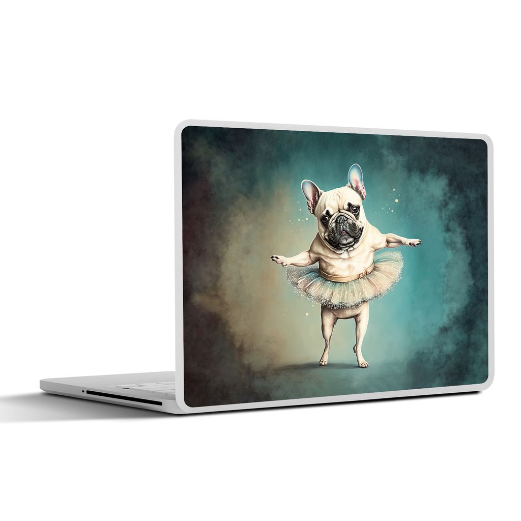 MuchoWow Laptop Aufkleber Sticker Cover Hund - Tutu - Ballett - Abstrakt - Porträt - Kind 40x30 cm - Laptop Dekoration - Selbstklebend