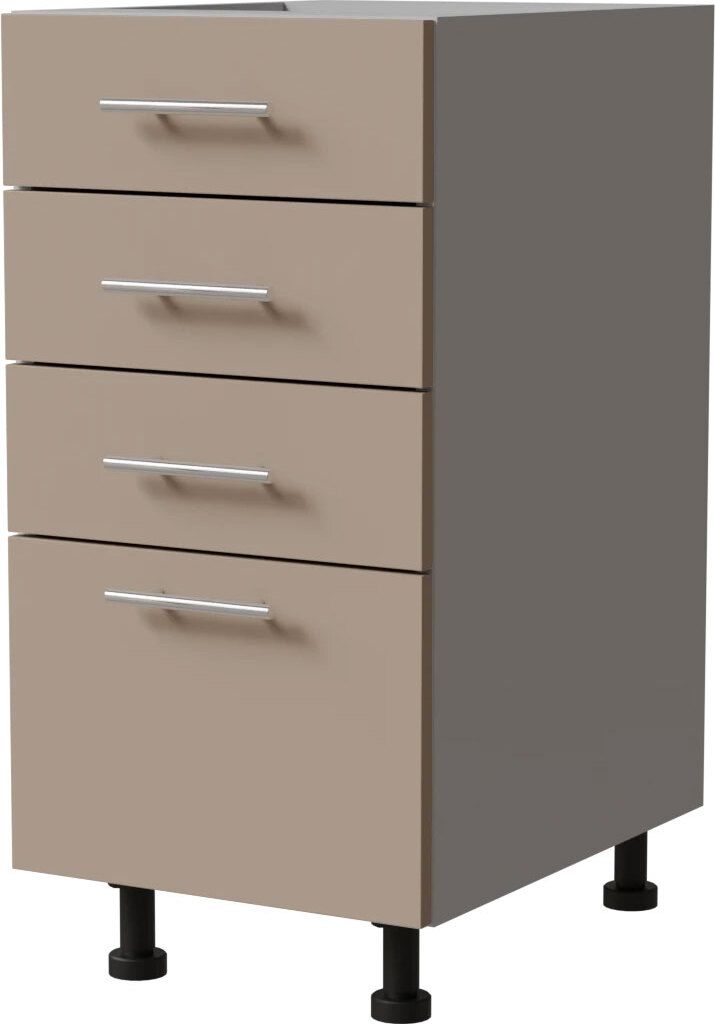 Schubladenunterschrank BRERRA 40x82cm lackiert Ausführung wählbar BR-D4 - 40,RAL 1016 graubeige Matt,grau,REJS Comfort Box (Vollauszug)