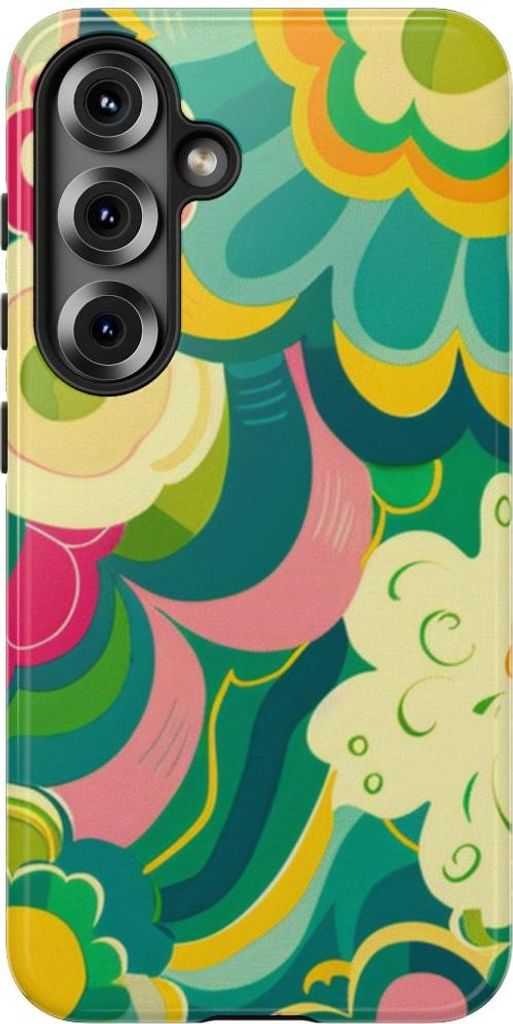 Buntes Retro-Blumenmuster – Hülle Kompatibel mit Samsung Galaxy S25