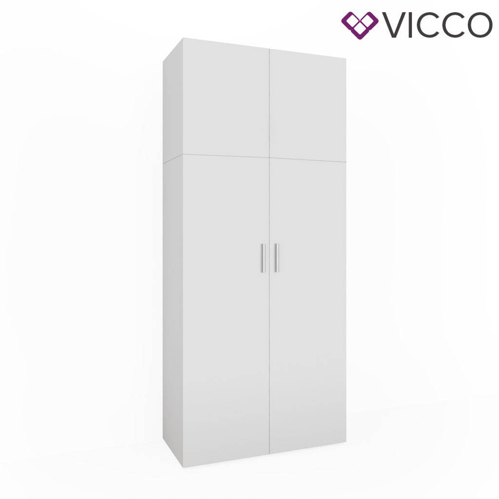 Vicco Universalschrank Mehrzweckschrank Büroschrank Ingo Weiß 2 Türen Aufsatz