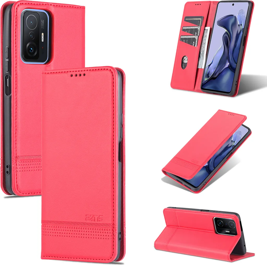 Xiaomi Mi 11T Custodia in pelle, Flip Cover Wallet Case Chiusura magnetica Stand Custodia protettiva per Xiaomi Mi 11T / Mi 11T Pro Rosa
