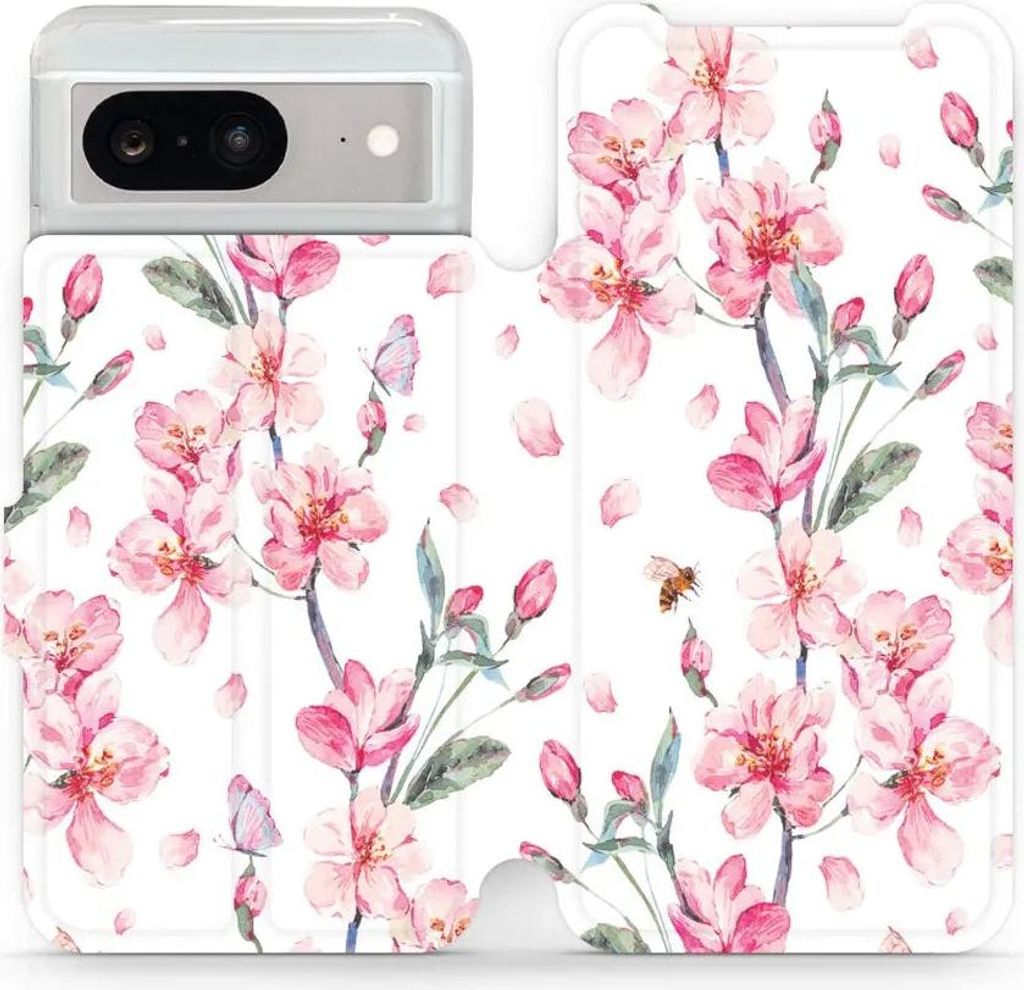 Handyhülle mit klappe für Google Pixel 8, Mobiwear Book, Rosa Frühling