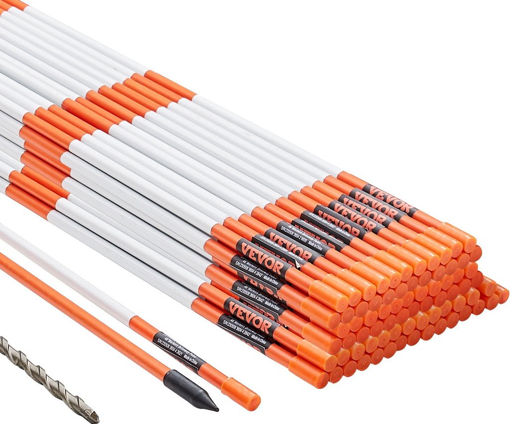 100er-Pack 48-Zoll-Einfahrtsmarkierungen, orangefarbene Schneepflugpfähle, 0,31-Zoll-Fiberglasstab