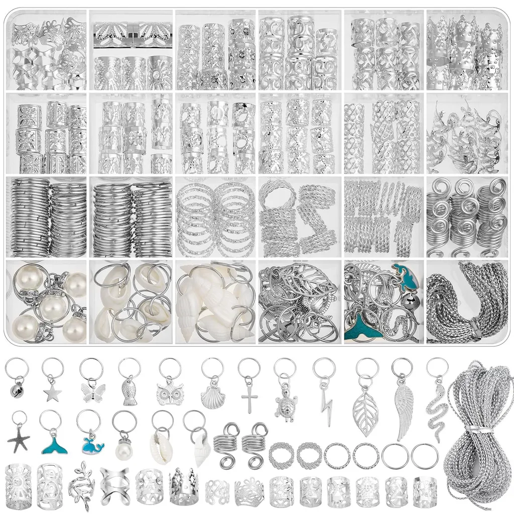 Décoration de Tresses et Dreadlocks : 285 Bijoux Dorés et Argentés DIY