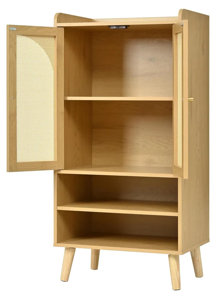 Buffet de salon en rotin pour rangement vaisselle et déco - Style Scandinave