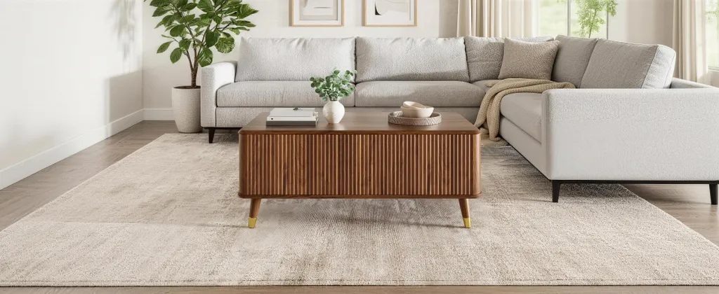 Table de salon relevable multifonction style vintage aspect noyer chic - 6
