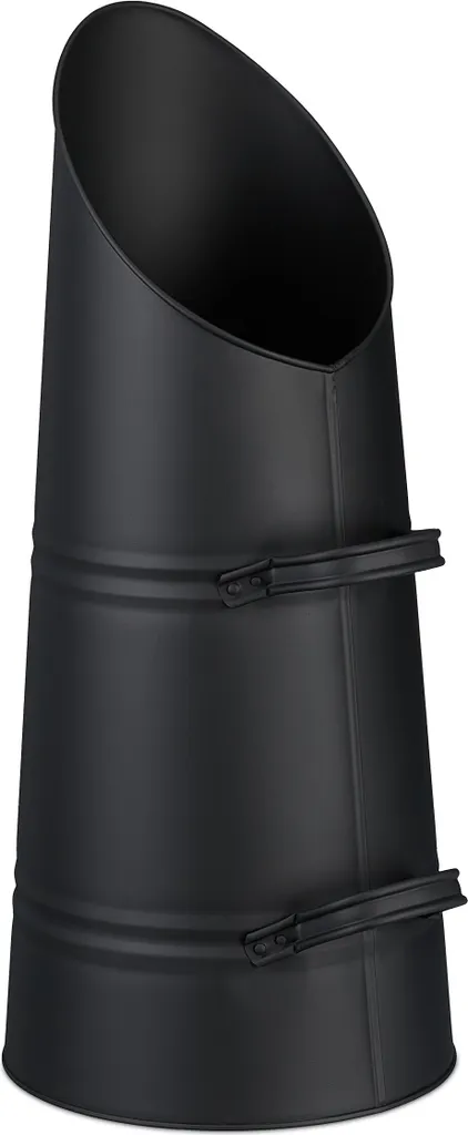 Relaxdays Goulotte à Charbon 16 Litres - Seau à Charbon Noir en Acier