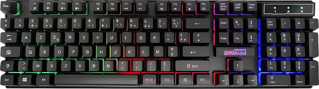 Clavier rétroéclairé RGB Amstrad avec touches gaming et câble noir