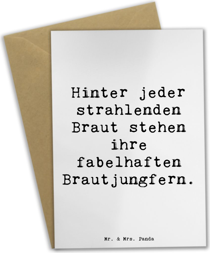 Mr. & Mrs. Panda Grußkarte Spruch Fabelhafte Brautjungfern - Weiß - Geschenk, einladungskarten, Klappkarte, hochzeitskarten, Heirat, osterkarte, ...